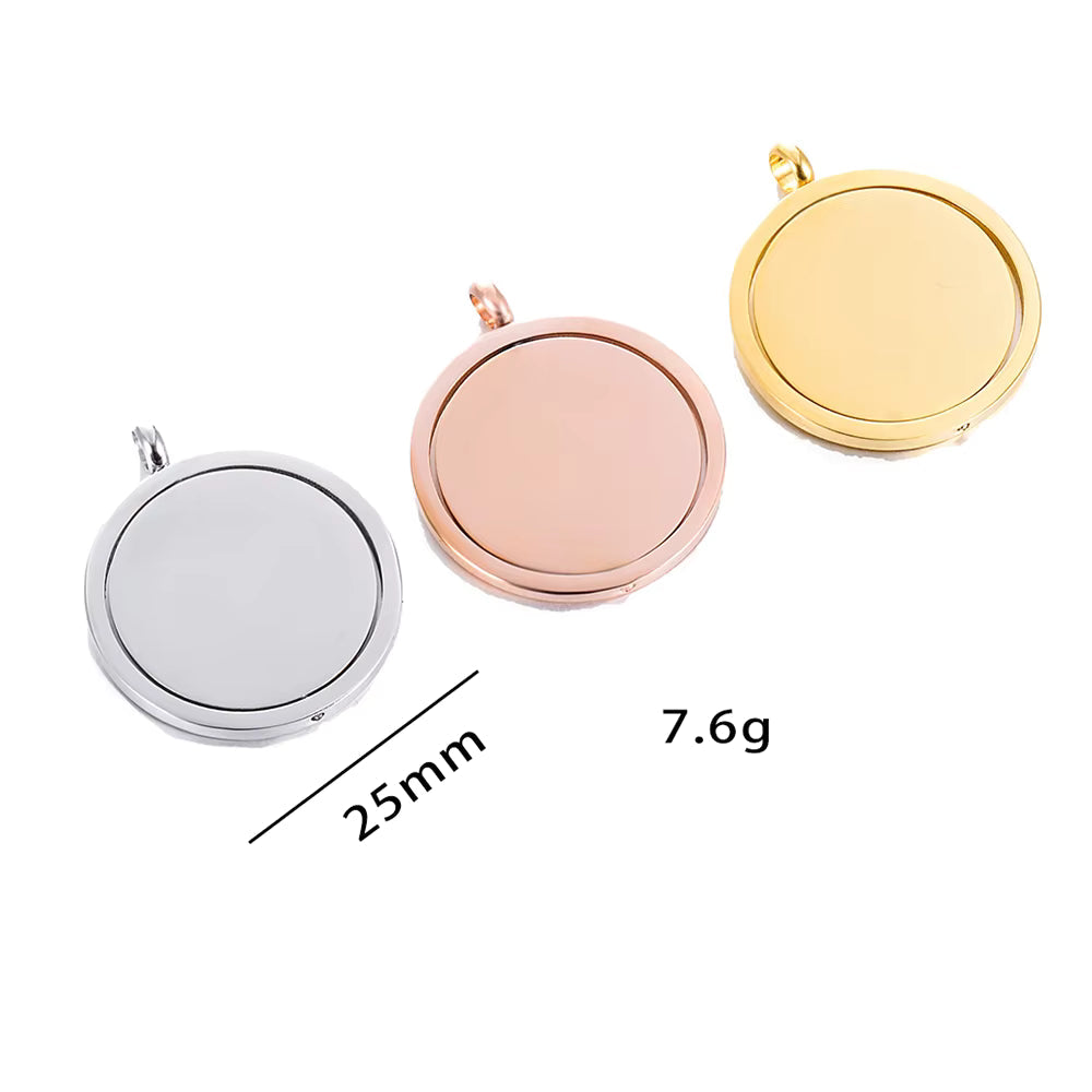 Edelstahl-Anhänger rund drehbar – mit Anti-Lost-Text & individueller Lasergravur