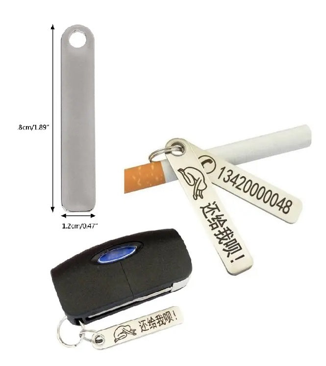 Edelstahl-Schlüsselanhänger 4,8×1,2 cm mit Anti-Lost-Text Lasergravur