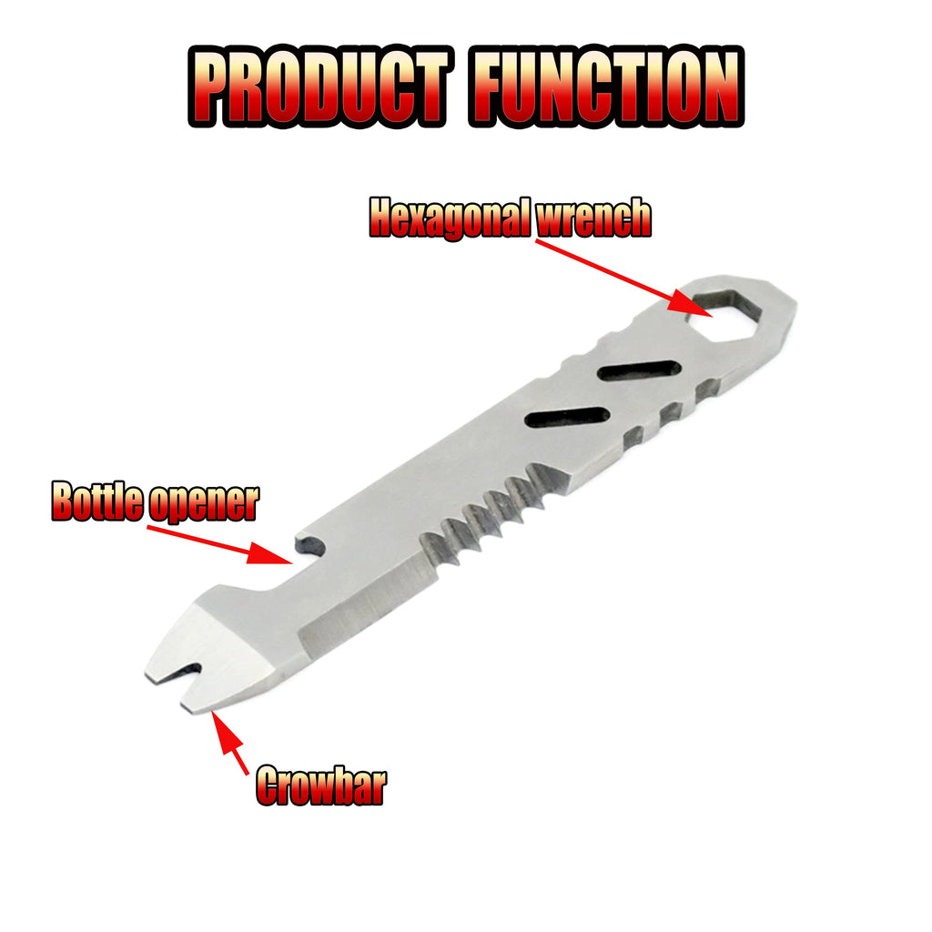 Mini-Edelstahl-Brechhebel Multitool – Inbusschlüssel & Flaschenöffner (EDC) – mit Anti-Lost-Text & individueller Lasergravur