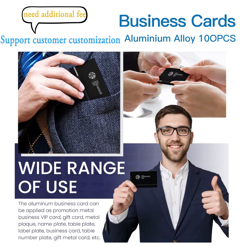 Premium Aluminium Visitenkarte – Gravur & QR-Code, 0,2–0,4 mm  Einseitige Gravur