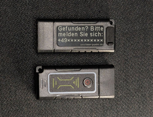 Dual-Core LED-Schlüsselanhänger, wiederaufladbar &amp; spritzfestmit individueller Lasergravur oder Anti-Lost-Text